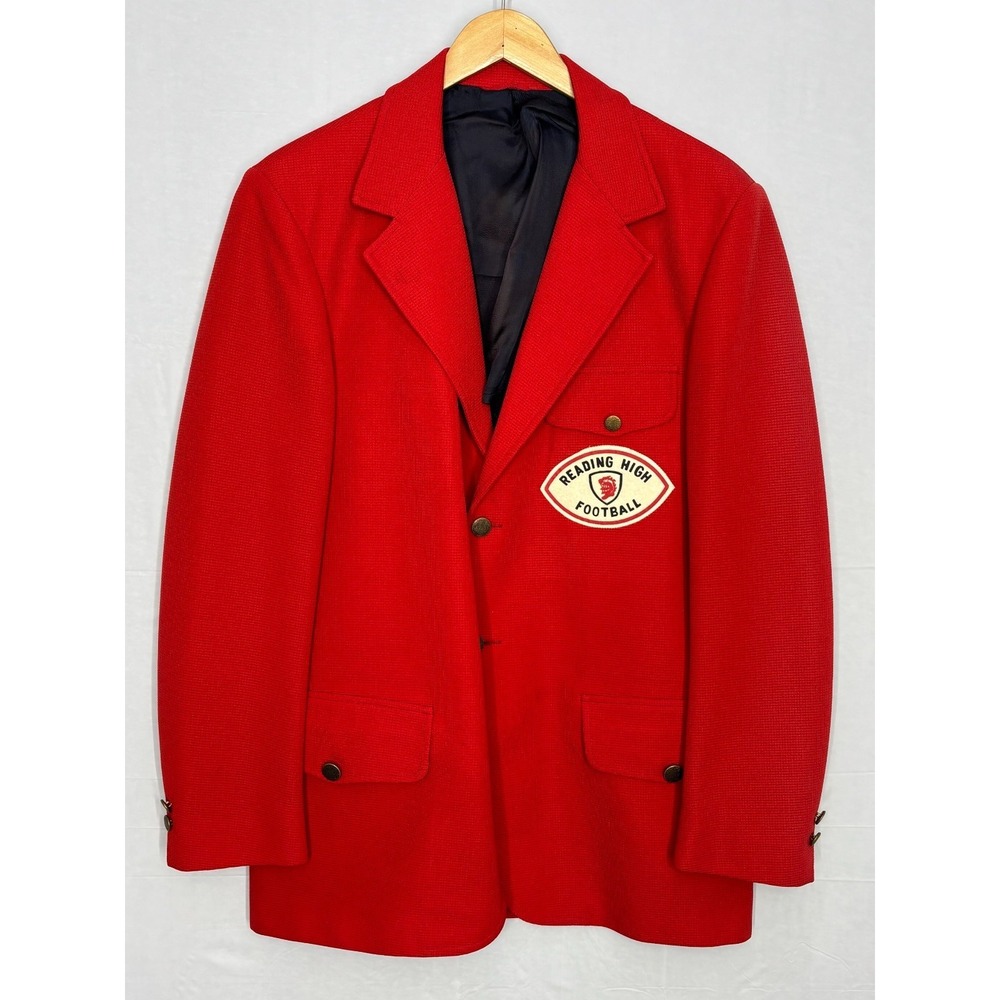 Reading PA High Football Blazer Jacket Mens Red Long Sleeve School Patch Vintag‎